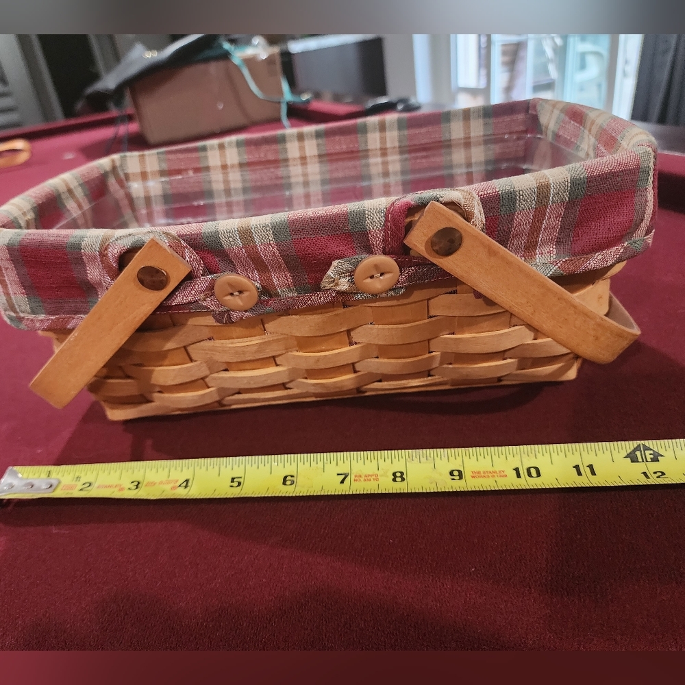 Vintage Longaberger Basket with Fabric and Plastic Liner